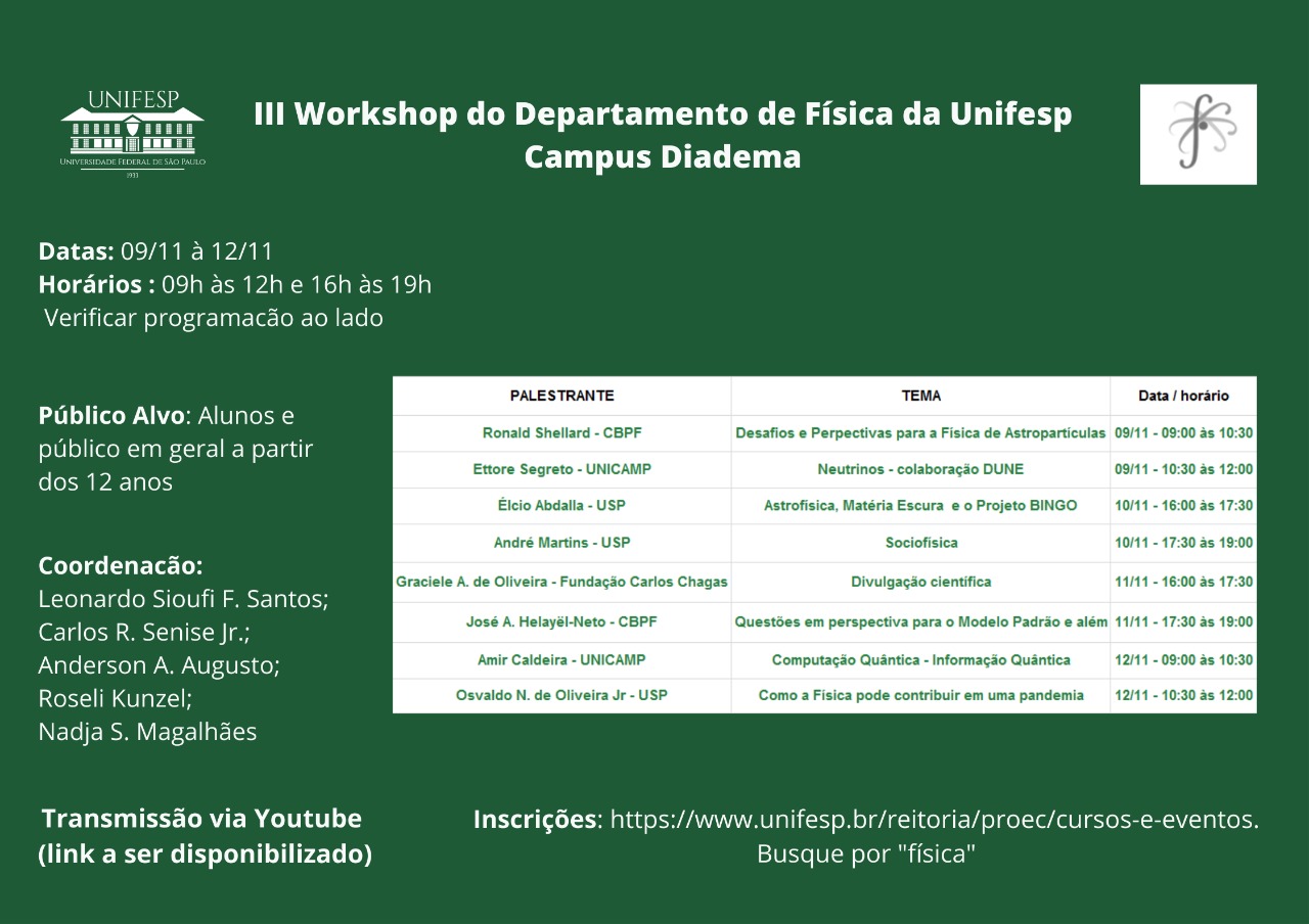 Cartaz III Workshop Fisica Horario